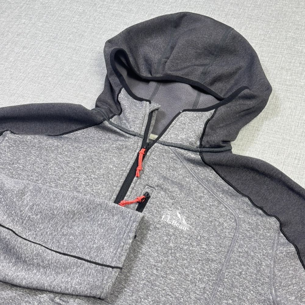 L.L.Bean 1/4 Zip Mountain Hoodie Fleece Mens XL Gray Pullover Slightly Fitted